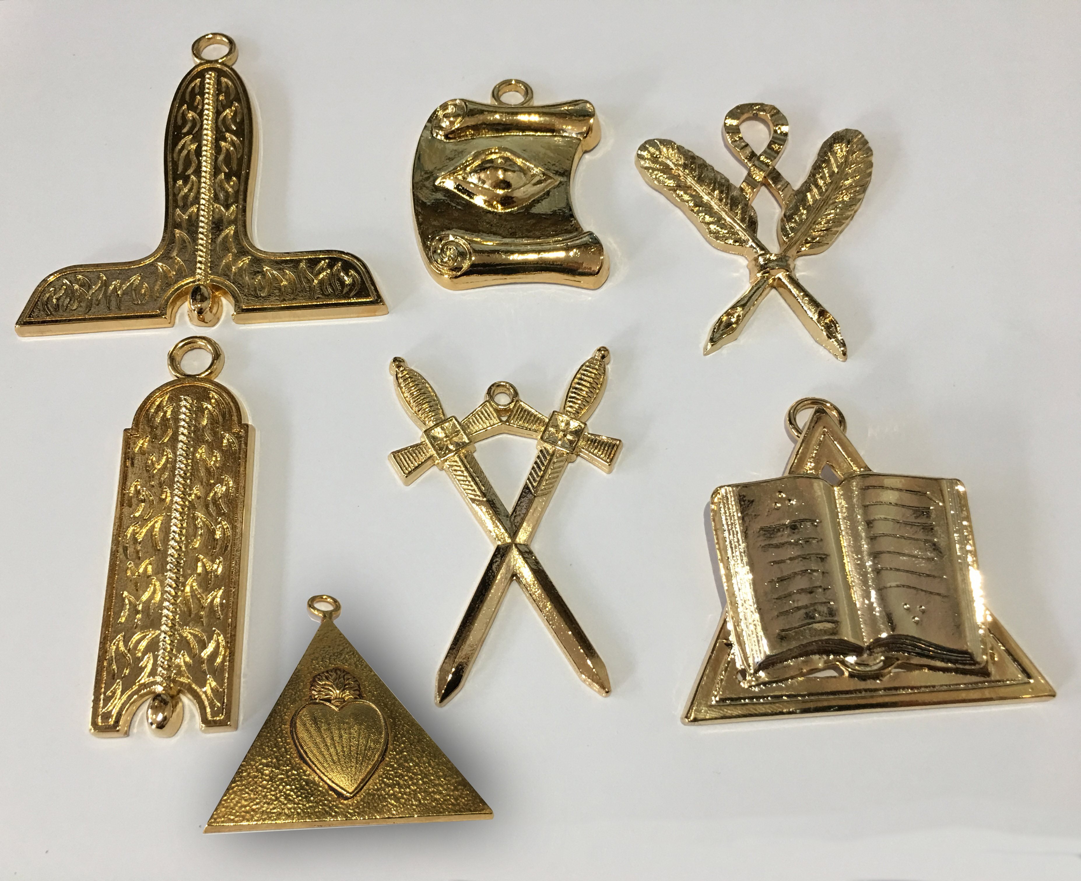 Bijoux maçonniques d'officiers RF Set complet de 9 bijoux REAA 