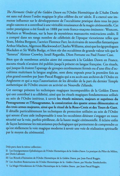 Jean Pascal Ruggiu Les Rituels Magiques de l'Ordre Hermétique de la GOLDEN DAWN - Jean ...