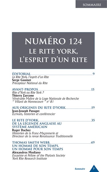 Cahiers Villard de Honnecourt n° 124 - Le Rite York, l’esprit d’un Rite ...